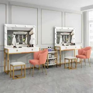 조명 화장대 수납 조명화장대 핑크화장대 학생 공주