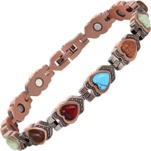 여성용 MagEnergy 구리 팔찌 강도 99.9 순동 3500 가우스 네오디뮴 자석 조절식 주얼리 박스 사이즈 도구