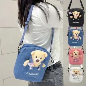 여성 곰돌이 미니 크로스백 1P 패션 산책 수납 가방 포켓크로스백