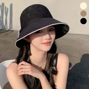 라탄모자 메쉬 별달 배색 버킷햇