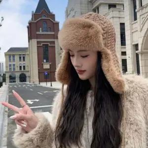 방한모자 부드러운 융털 기모 니트 군밤 모자 1P 꽈배기 귀달이