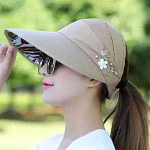 자외선차단 자외선차단 플라워 비즈 돌돌이 여성 여름 모자 7컬러