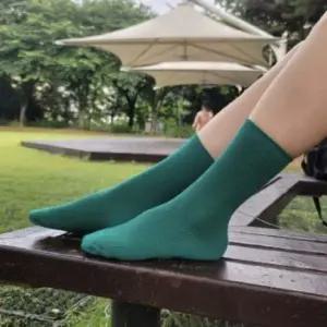 골지 남여공용 긴목 골지 양말 그린 학생양말