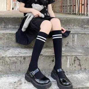 여자발가락양말 여자 두줄 라인 포인트 캐주얼 긴 양말 니삭스