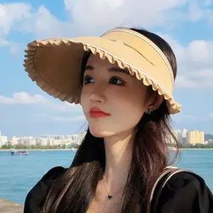 셔링 수납 썬캡 베이지 썬바이저 캐주얼 바이저 골프