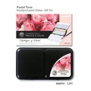 전문가용 휴대용 팔레트 수채화 고체물감 12색 파스텔 컬러 페인팅 입시 (WFKIGJK)
