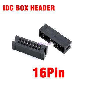 10개 2.54mm 2x8 핀 16핀 스트레이트 수 슈라우드 PCB 박스 헤더 IDC 소켓