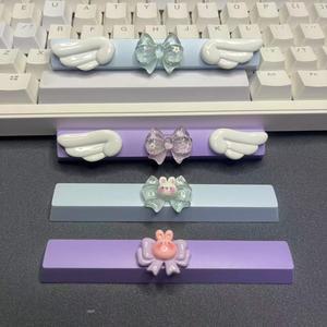 귀여운 천사 날개 Keycap 6.25u 스페이스 바 게임 크로스 축 기계식 키보드 장식 투명 핑크 보우