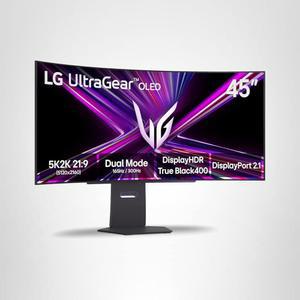 LG 45GX950A-B 45인치 울트라기어 5K2K WUHD (5120 x 2160) OLED 커브드 게이밍 모니터, 듀얼 모드, 165Hz, 0.03ms, NVIDIA G-Sync, AMD 프리싱크 프리미엄 프로, HDR 트루 블랙 400, USB 타입-C 90W, DP2.1, 블랙