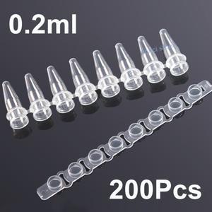 8열 PCR 스트립 튜브 0.2ml 8 - 아가로스 유전자 실험용 커버 마이크로 플라스틱 있는 원심분리기 200Pcs