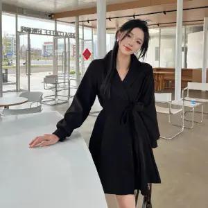 여자 미니 스커트 슬림핏 코듀로이 블랙 긴팔 정장 원피스 추동 스몰 원픽4