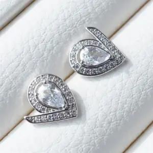 여성 일상용 클래식 물방울 큐빅 은침 스터드 귀걸이