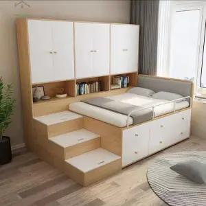 수납 침대 일체형 베드 좁은방 옷장 붙박이 다기능 더블 통합 서랍 다다미 원룸 높은
