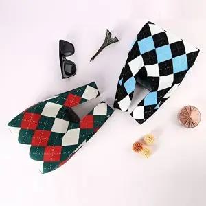 컬러풀배색 아가일 봉다리가방 토트 니트봉지백-WFHTRA0