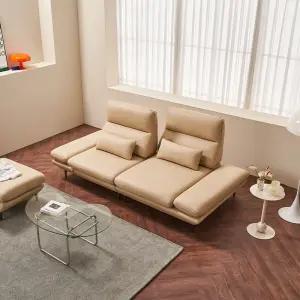 [다우닝] 클레프 3인 스윙 전체 통가죽 소파+스툴