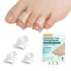 여성 및 남성용 CEYOM 해머 토 스트레이트너 교정기 - 발가락 교정 구부러짐 발톱 삐뚤어짐 말린 8팩 걷기