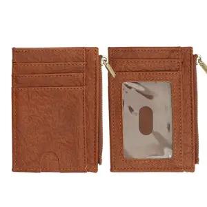 빈티지 인조가죽 카드지갑 슬림 지퍼 교통 카드홀더 인조가죽카드지갑 인조가죽지갑