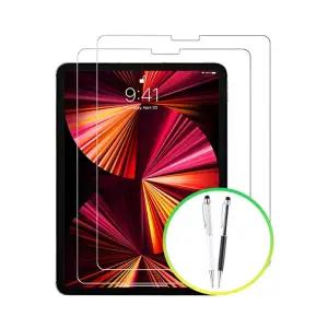 아이패드 프로12.9 5세대 강화유리 2매 세트+크리스탈 터치펜보호필름 액정 태블릿