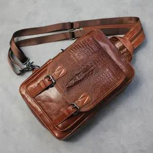 [블루마운트] 3019 소가죽 2WAY 악어 슬링백 백팩