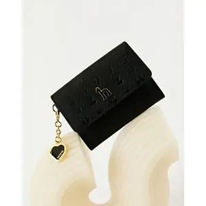 [헤지스 악세사리]헤지스 액세서리 여성 [스테디셀러]블랙 이니셜패턴 소가죽 카드지갑  (WIHO5E516BK)