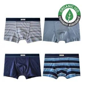 [코튼클럽] 국내생산 오가닉 주니어 남아 드로즈 4매 A세트 중학생 초등학생 팬티