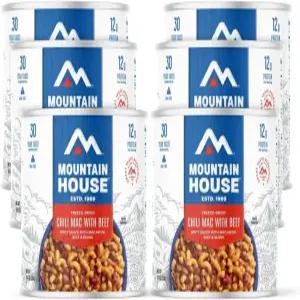 마운틴 하우스 칠리 맥 위드 비프 10 캔 냉동 건조 배낭여행 캠핑 음식 생존 및 비상 식량 6팩