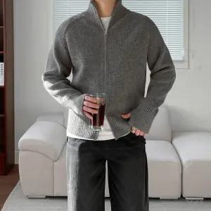 [쿼터]남자집업가디건 투웨이 크롭 골지 니트집업