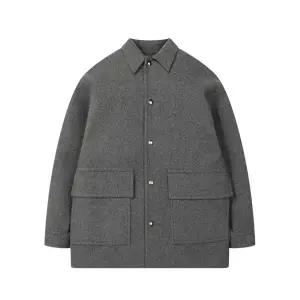 [롯데백화점]본매그넘 캐시미어 스탠드카라 세미오버핏 하프 그레이 모직 코트 BN4WHA554