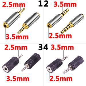 1pc 골드 2.5mm 남성 3.5mm 여성 오디오 스테레오 어댑터 플러그 변환기 헤드폰