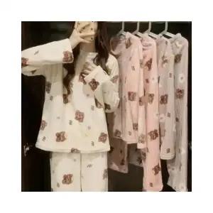 루미나D 수면 파자마 곰돌이 겨울 여자 극세사 잠옷 공주 세트