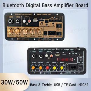 DC 12V 블루투스 5.0 디지털 오디오 앰프 보드 듀얼 마이크 AC 110V 220V 서브우퍼 카라오케 AMP 홈 시어터