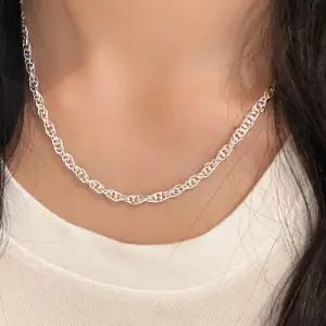 여성 악세 925 실버 볼드 타원 연결 목걸이