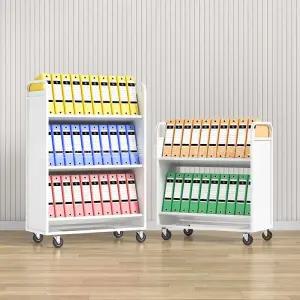 이동식 서류 카트 트롤리 철제 파일 웨건 도서관 수납함