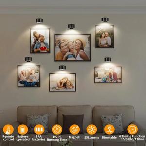 3PCS 배터리 작동식 리모컨 LED 그림 조명 디밍 타이머 아트 디스플레이 라이트