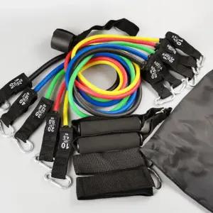 150LBS 튜빙 밴드 고탄력 고무줄 고무 근력 운동 저항 손잡이 실내 스트레칭