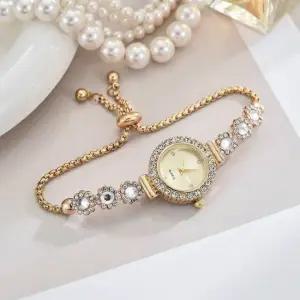 여성 손목시계 슬라이드 시계 골드 여성시계 아날로그손목시계 메탈손목시계