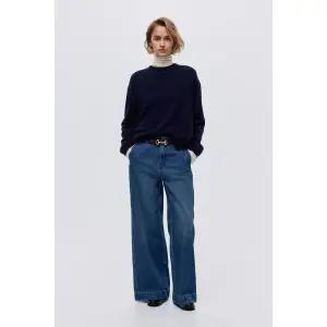 [정품] HM 여자 바지 팬츠 데일리 하이웨이스트 와이드 진 데님 블루 1302952003