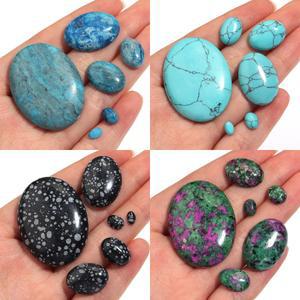 2 10개/세트 타원형 천연석 카보숑 터키석 반짝이는 돌 바스터 DIY 보석 제작용 세팅 원석