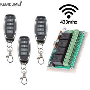 433 MHz 범용 원격 제어 DC 12V 4CH 무선 릴레이 RF 원격 제어 스위치 수신기 + 4 버튼 송신기 DIY,433 MHz Universal Remote Control DC 12V 4CH Wireless Relay RF Remote Control Switch Receiver+ 4 Button Tran
