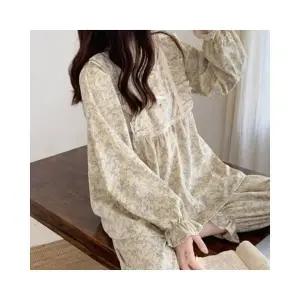 ( )루미나D 꽃무늬 여성 긴팔 긴바지 홈웨어 봄 가을 잠옷 세트