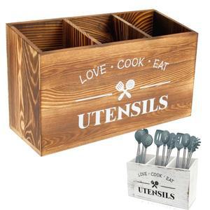 호환나무 주방기구 홀더 숟가락 포크 식기 보관함 컨테이너 대형 주방기구 캐디 주최자은 제품 홀더