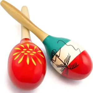 Zaleny 대형 나무 마라카스 9.8인치 손 타악기 마라카 세트 멕시코 피에스타 신코 데 마요 파티 페스티벌용