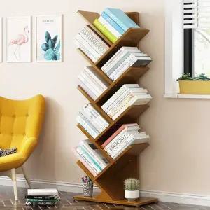 수납선반 북타워 책장 스탠딩 나무 6단 월넛 플로어 5단