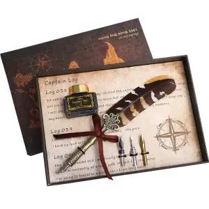 딥펜 패턴 깃털 펜 유럽 빈티지 서예 세트 잉크 결혼식 연회 1세트