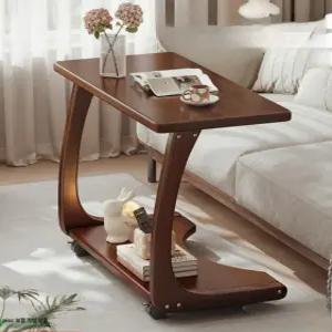 사이드 협탁 간이 바퀴테이블 원목색 침대옆 노트북