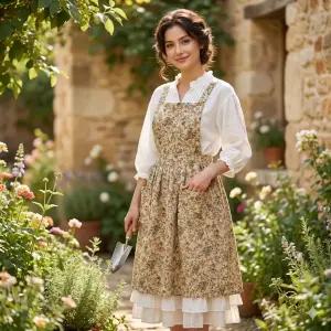 데이제이  꽃 가든 프릴 원피스 앞치마 카페 예쁜 면앞치마