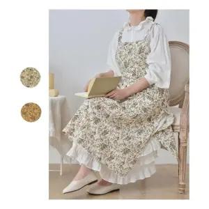 데이제이  예쁜 원피스 앞치마 플라워 네일샵 주방 조절 가능 어