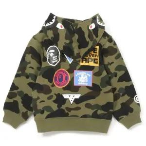 베이프 샤크 후드집업 1ST 카모 패치프린트 주니어 베이프후드티