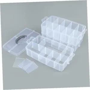 휴대용 3단 칸막이 수납함 소품 정리 케이스 공구 부품 보관 투명 박스