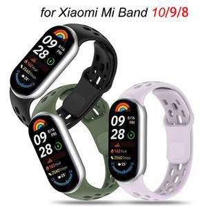 샤오미 미밴드 10 스포츠 스마트 팔찌 손목 밴드 벨트 미밴드 8 9 교체용 밴드 액세서리 시계 스트랩 실리콘 스트랩